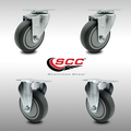Service Caster 4 Inch SS Thermoplastic Rubber Wheel Swivel Top Plate Caster Set with 2 Rigid SCC-SS20S414-TPRB-2-R-2